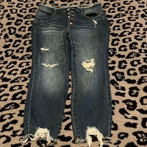 Maurices frayed denim super high rise jeans